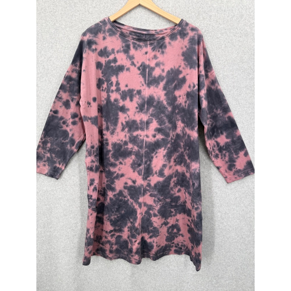 Pure Jill Cloud‎ Tie-Dye Cotton Knit Dress Women XL Pink Black Excellent Pockets